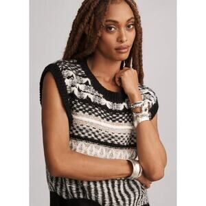 by Anthropologie Size Small Prussia Sweater Vest Black Striped